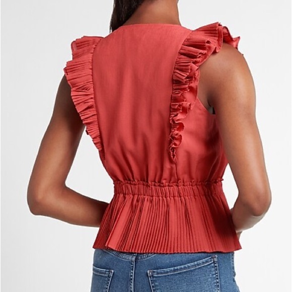 EXPRESS Ruffle Wrap Front Peplum Top Size Small S - Picture 2 of 12